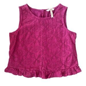 Matilda Jane Dark Pink Ruffle Lace Top Girls 12